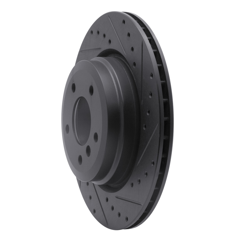 BMW 335XI Brake Rotor (1) - Rear Right - R1 Concepts - Drilled & Slotted - Black - `06-`15